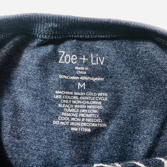 Zoe + Liv Cropped Sweatshirt Navy Size M - Picture 3 of 5